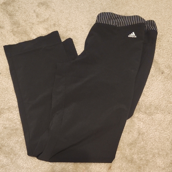 Adidas Golf Pants Womens Medium Black Straight Leg Striped Waistband Windpants - Picture 1 of 7